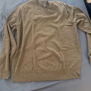 Black Brown 1826 Men's V-Neck Sweater - Taupe